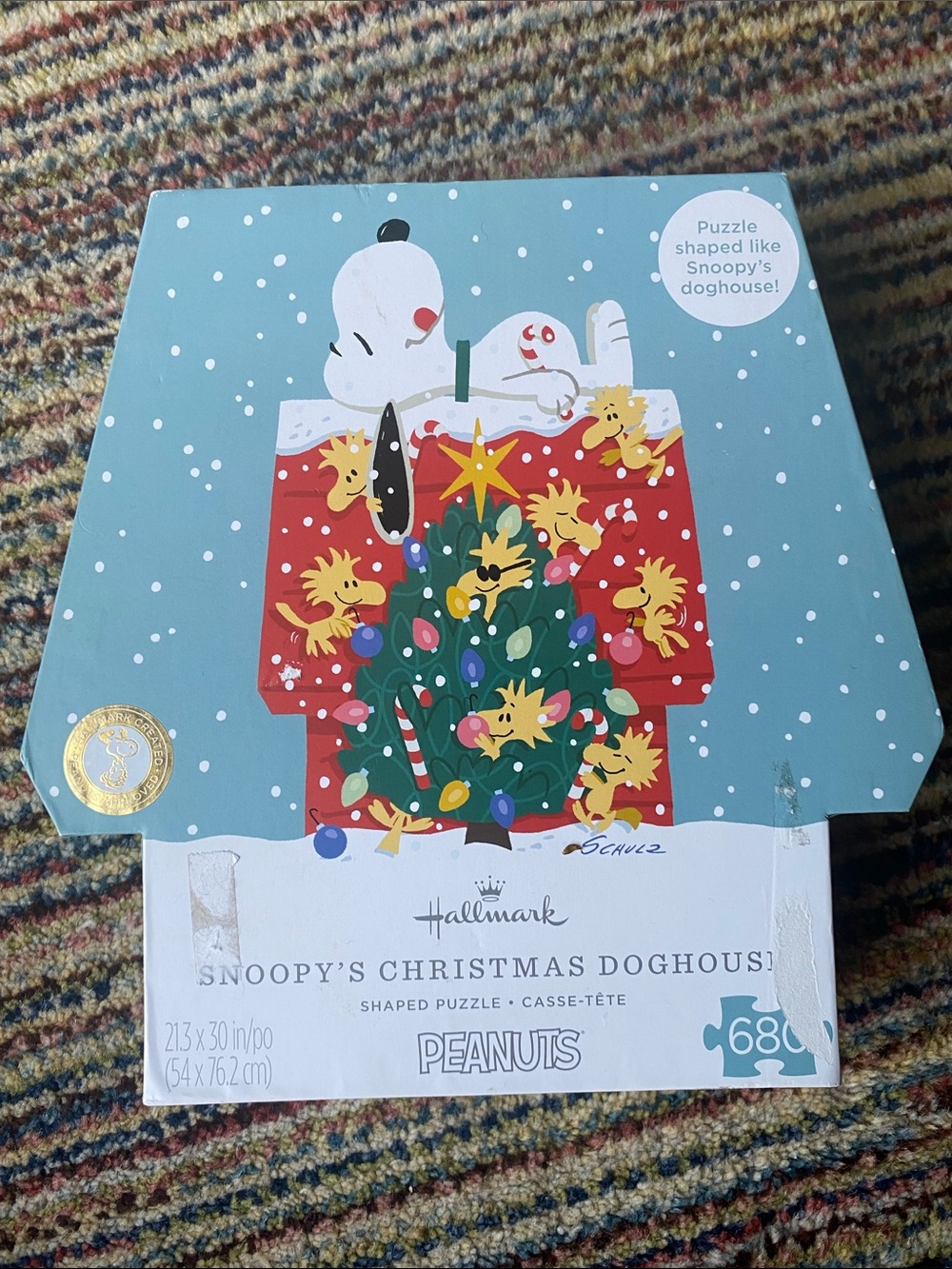 Hallmark Peanuts Snoopy & Woodstock Holiday Doghouse Puzzle - Red & Teal